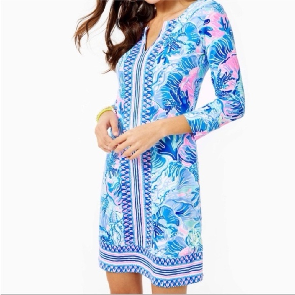 Lilly Pulitzer UPF 50+ Nadine Dress Chilly Lilly Saltwater Blue M